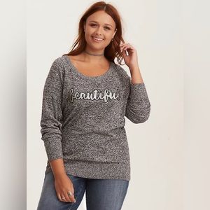 TORRID SEQUIN BEAUTIFUL RAGLAN SWEATER